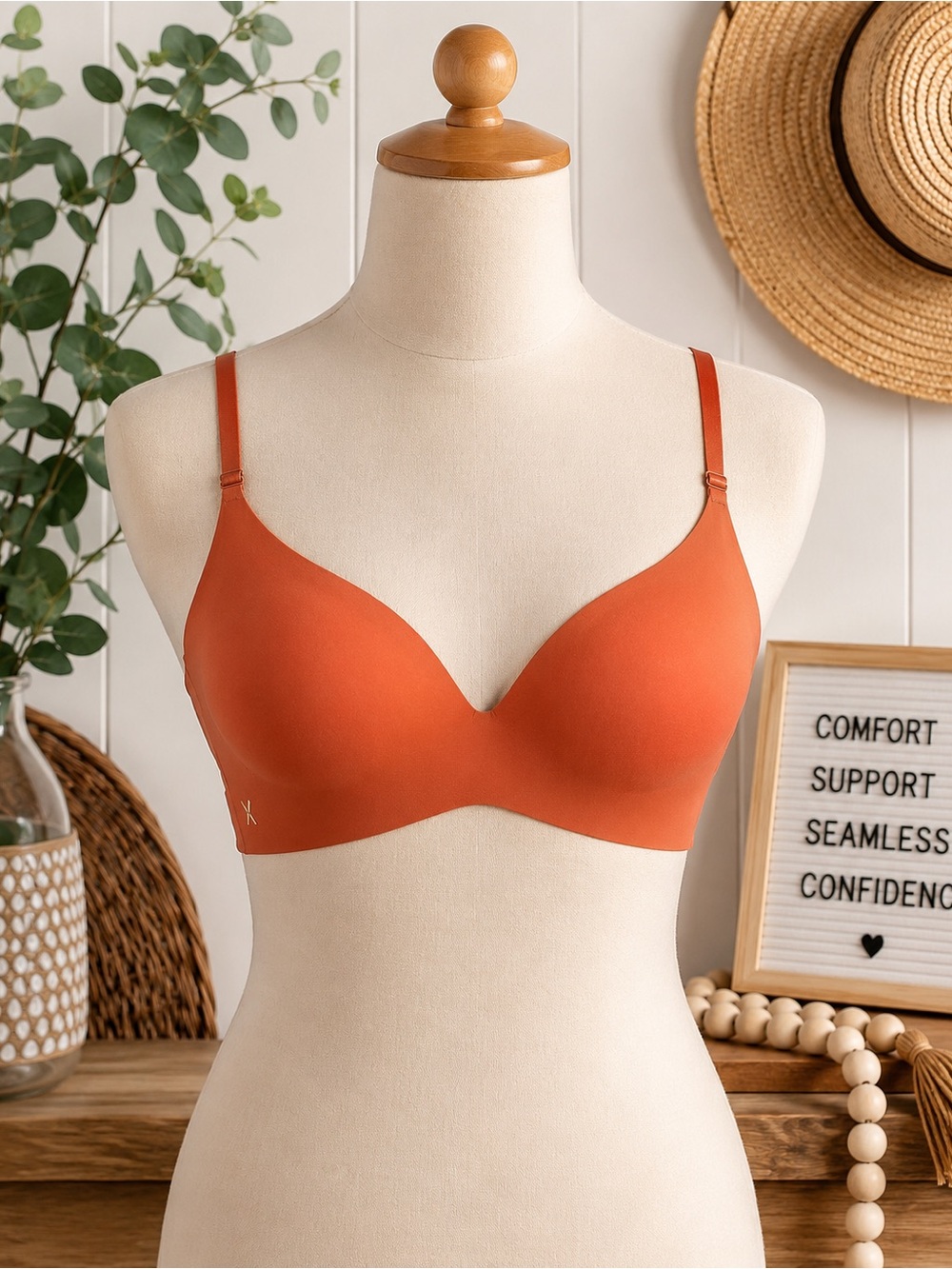 Knix WingWoman Contouring Orange Bra Size 8 Intimates Underwear No Show